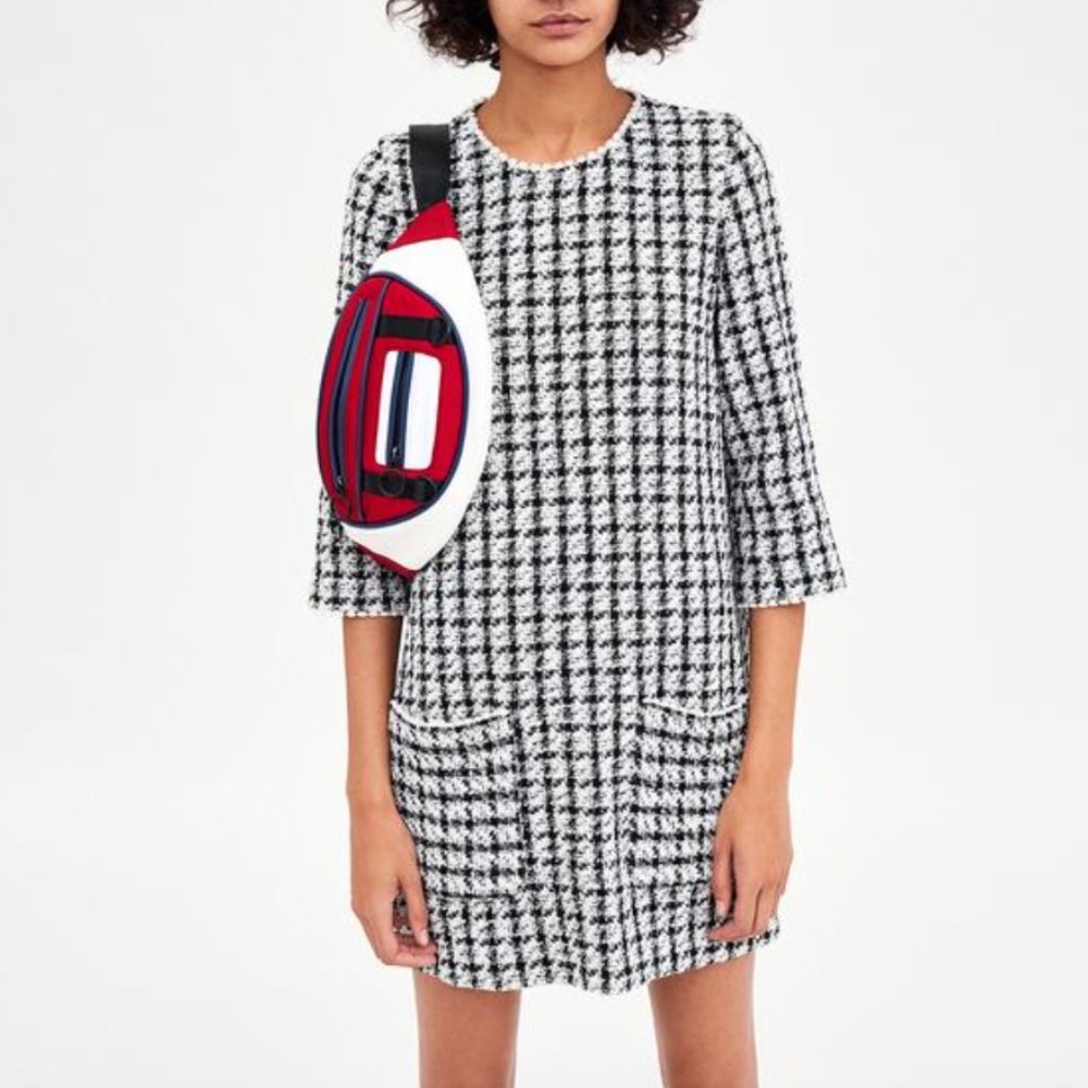 Zara Black and White Tweed Dress